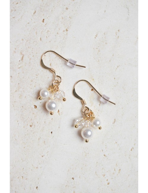 Boucles d'oreilles de mariage de style moderne forme de grappe, Selma