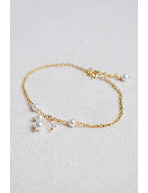 Bracelet mariée Selma en perles et cristaux