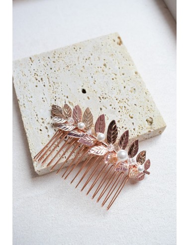 Peigne pour la mariée grande feuille dorée pour le chignon modèle Siam