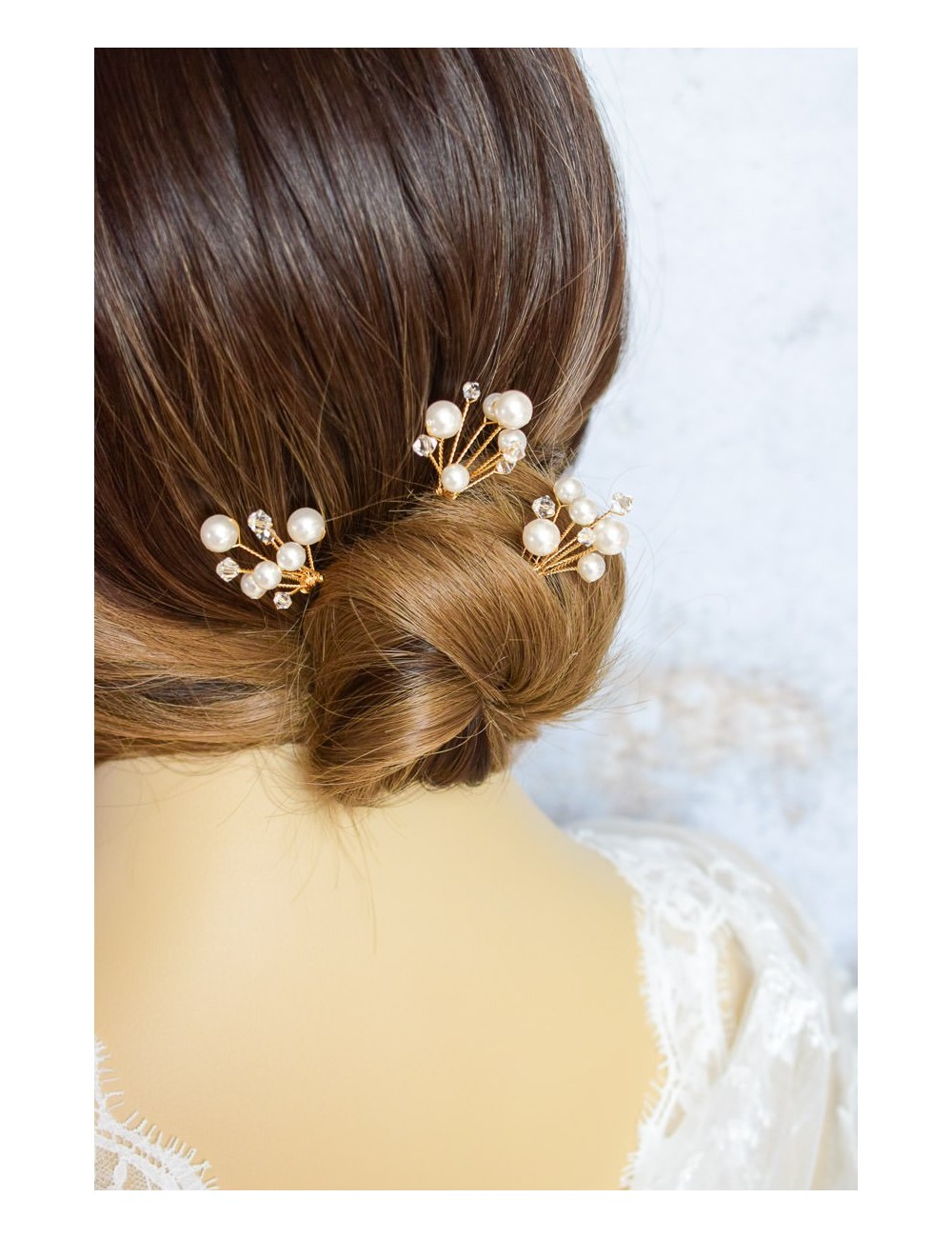 Trio de pics à cheveux pour le chignon de la mariée façon étincelles