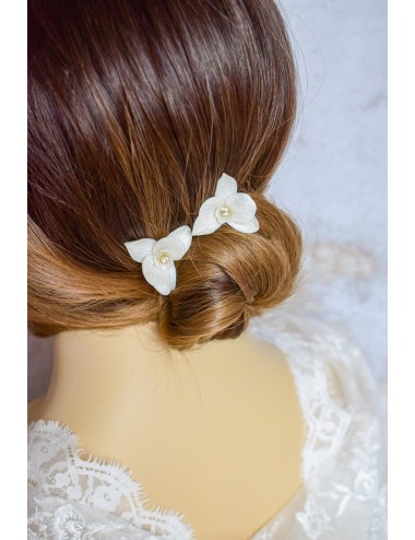 2 pics à cheveux fleurs d'orchidée avec un strass au centre