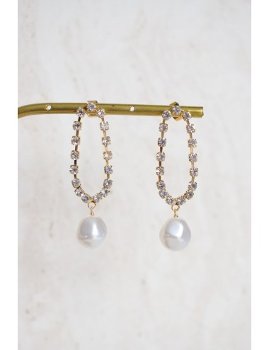 Boucles d'oreilles de mariage de style rétro vintage avec perles, Gaby