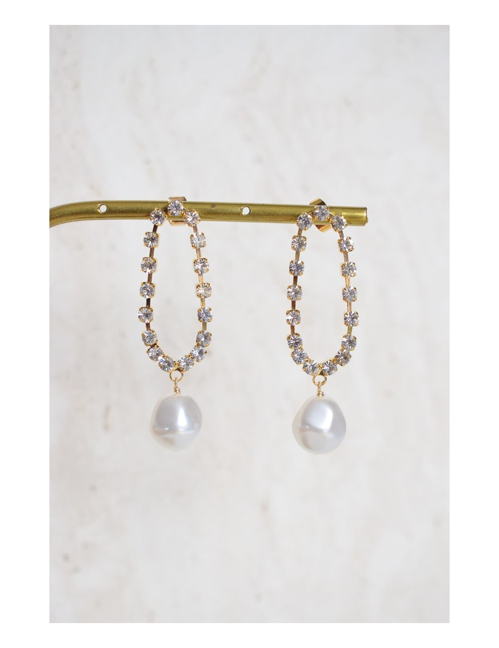 Boucles d'oreilles de mariage de style rétro vintage avec perles, Gaby
