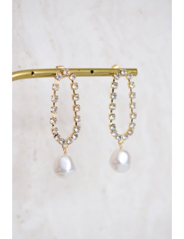 Boucles d'oreilles de mariage de style rétro vintage avec perles, Gaby