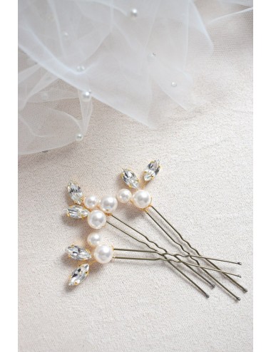 Pics à perles et strass pour le chignon de mariée Naty