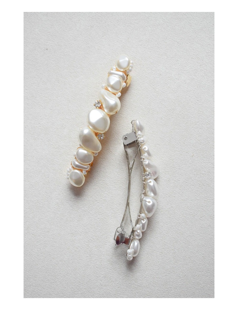 Barrette en perles pour la mariée, Idylle, avec perles irrégulières