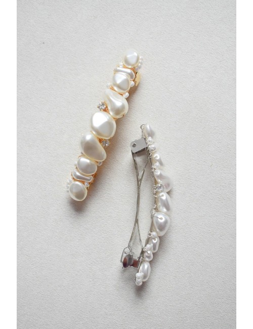 Barrette en perles pour la mariée, Idylle, avec perles irrégulières