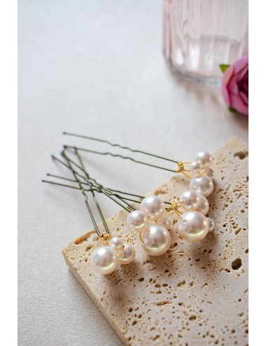 4 pics à cheveux pour le chignon de la mariée avec des perles