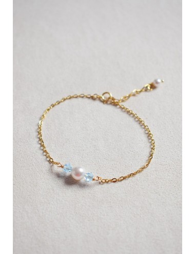 Bracelet Orphée minimaliste avec touche de bleu pour la mariée