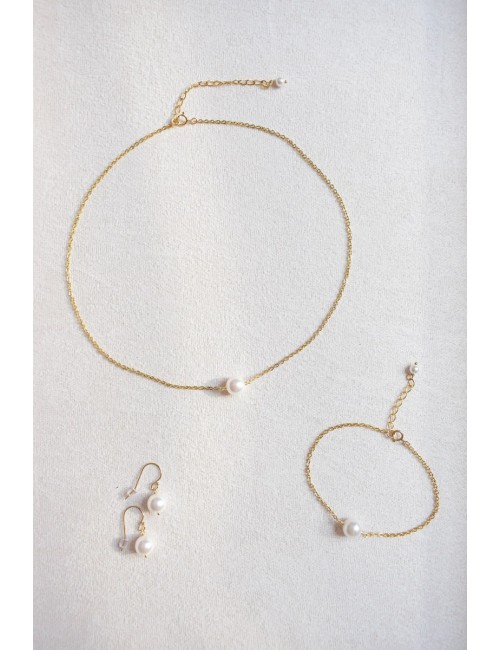 Collier mariage perle solitaire Lola, avec juste une perle nacrée