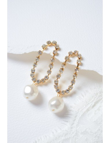 Boucles d'oreilles de mariage de style rétro vintage avec perles, Gaby