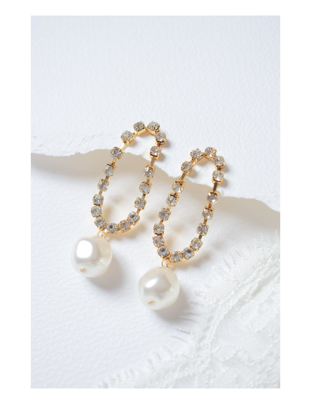 Boucles d'oreilles de mariage de style rétro vintage avec perles, Gaby