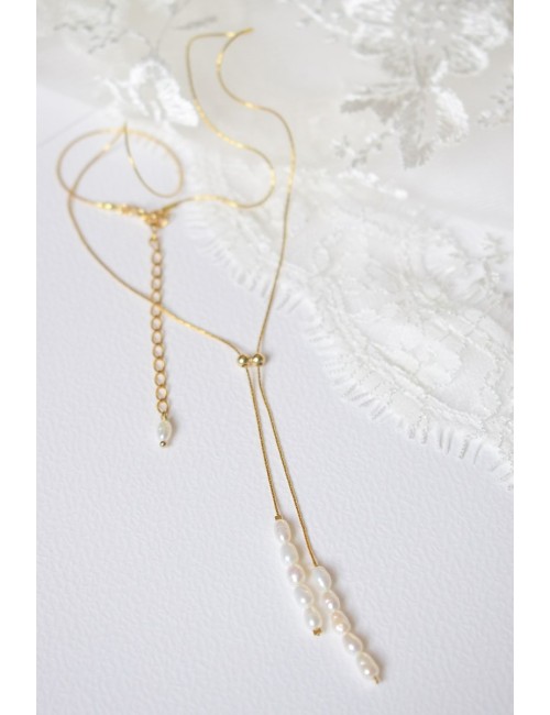 Collier de mariage Pearl, modèle en forme de Y et réglable