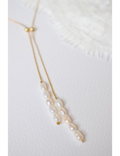 Collier de mariage Pearl, modèle en forme de Y et réglable