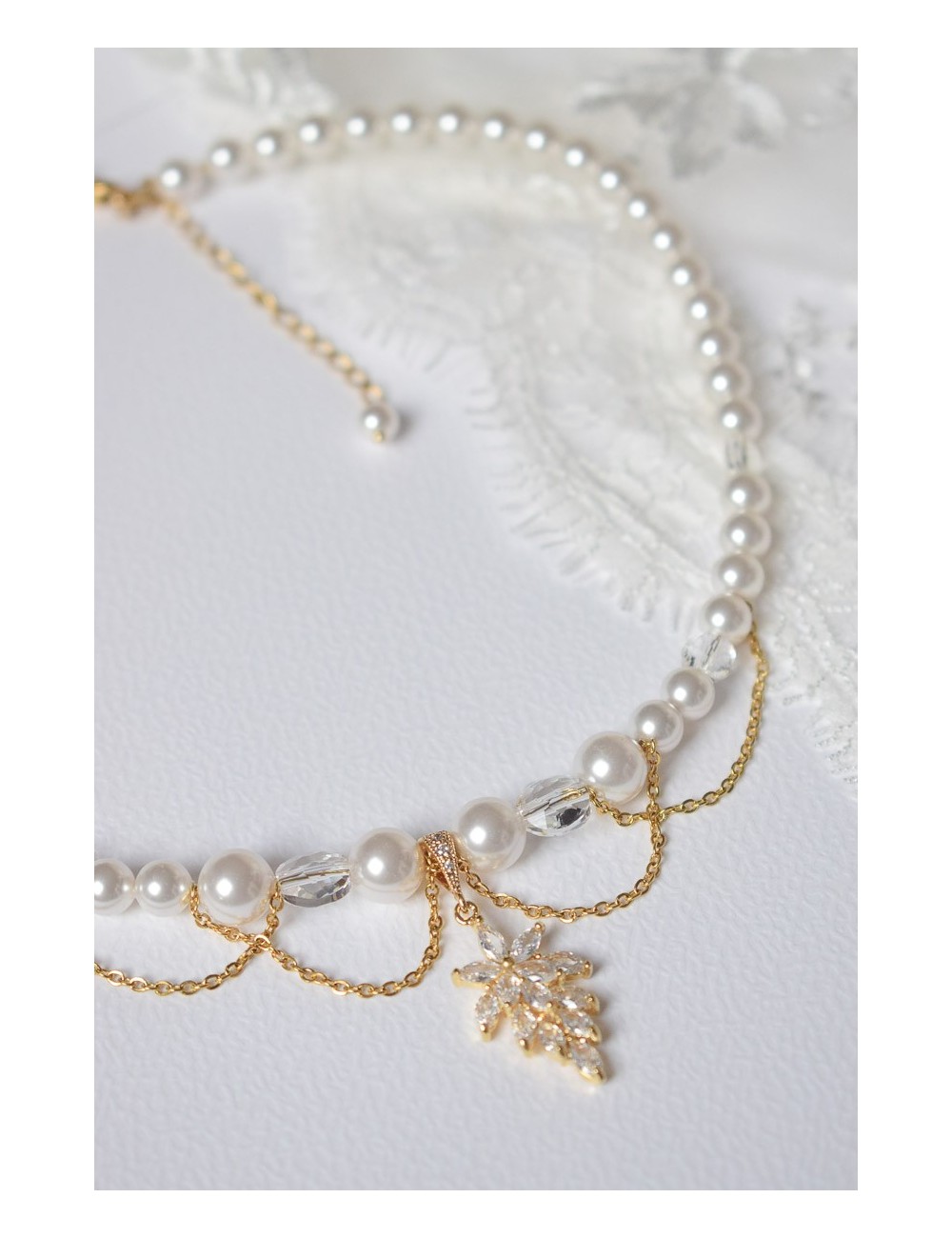 Collier mariage Romy glamour avec perles