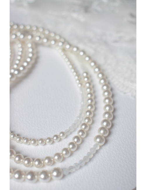 Collier de mariage Murmure, 3 rangs de perles