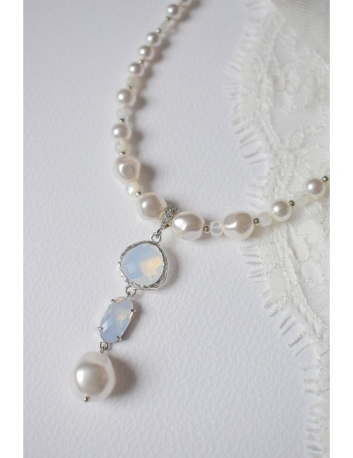 Collier mariage Gloria en perles et cristaux