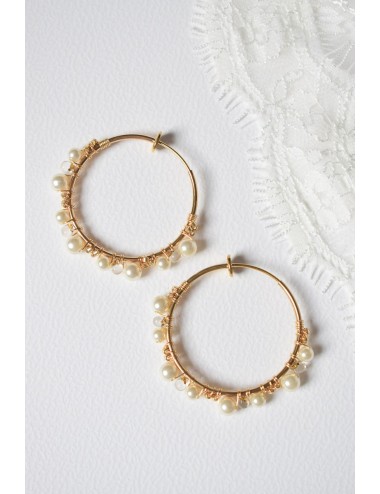 Créoles, boucles d'oreilles pour la mariée avec des clips.