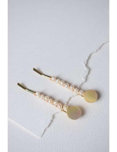Duo de pinces à cheveux Gisèle avec cabochon de nacre et perles