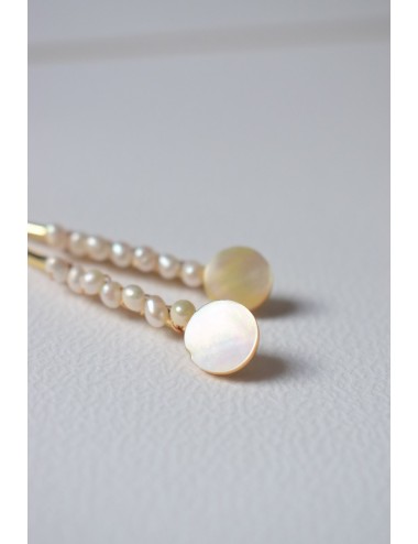 Duo de pinces à cheveux Gisèle avec cabochon de nacre et perles