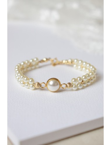 Bracelet de mariée modèle Solaire avec 2 rangs de perles