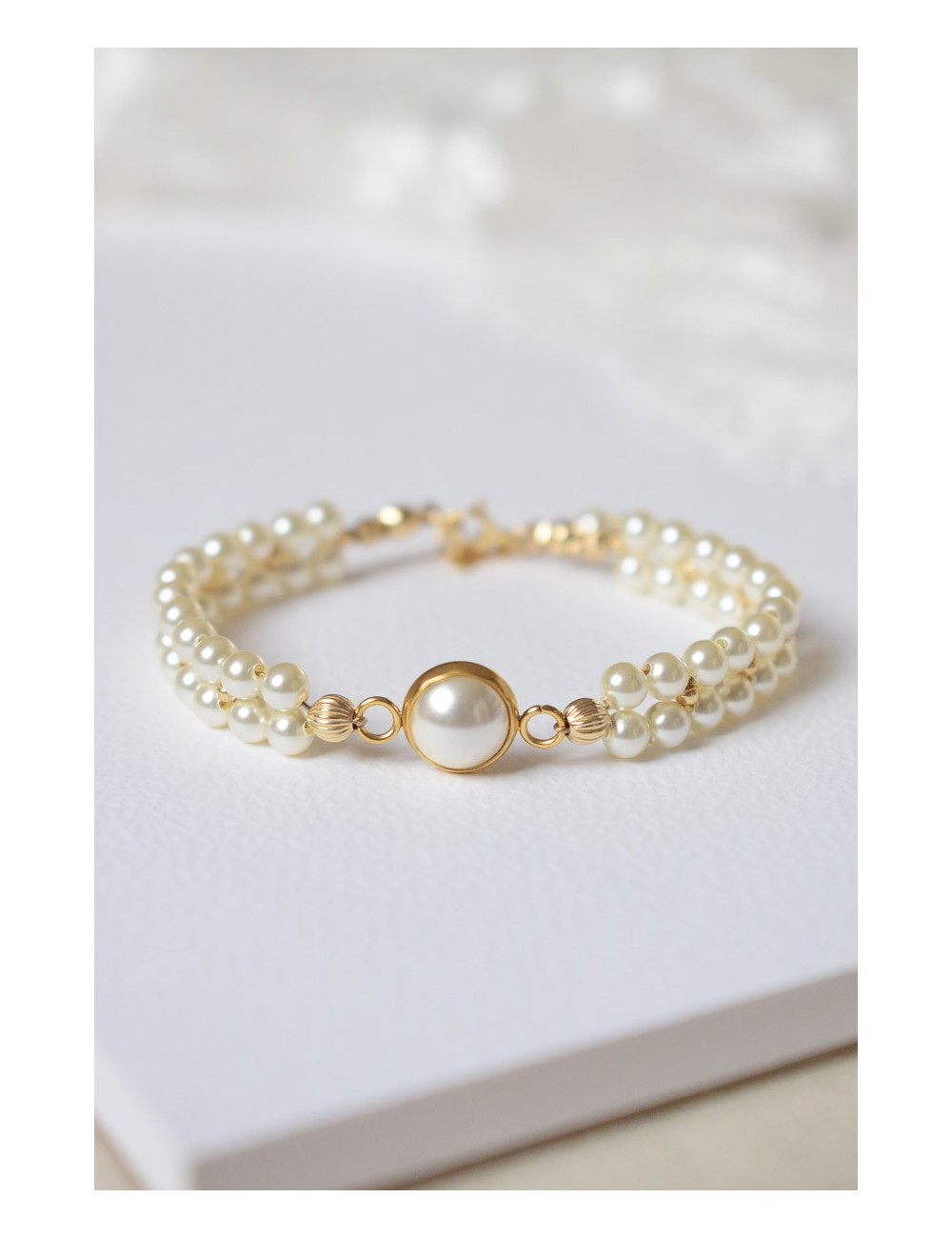 Bracelet de mariée modèle Solaire avec 2 rangs de perles