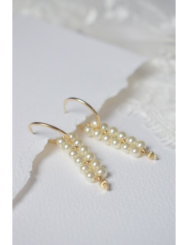 Boucles d'oreilles pour mariée avec tissage de perles