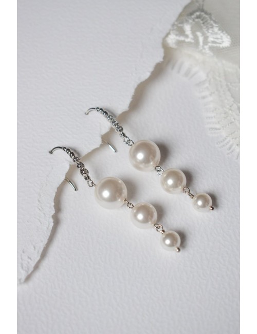 Boucles d'oreilles mariée Lotus avec perles