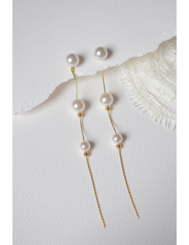 Boucles d'oreilles pendantes en perles, modèle Félicia.