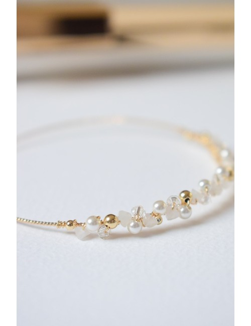 Bracelet jonc pour la mariée, en plaqué or 3 microns