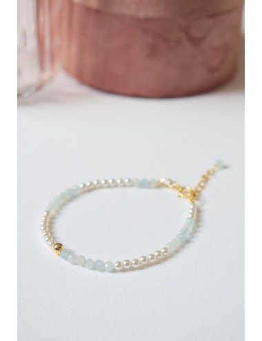 Bracelet de mariage perlé bleu et nacré ''Secret''