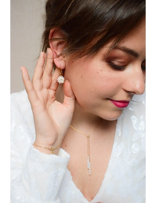 Créoles de mariage Toscane, avec des perles d'eau douce irrégulières