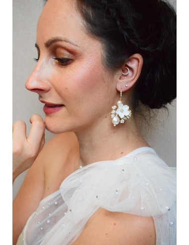 Boucles d'oreilles Eclipse de mariée, pendantes romantiques.