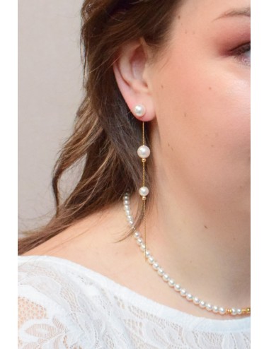 Boucles d'oreilles pendantes en perles, modèle Félicia.