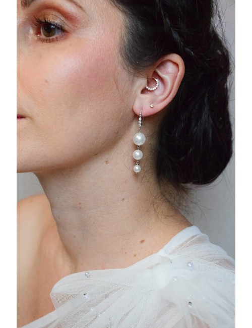 Boucles d'oreilles mariée Lotus avec perles