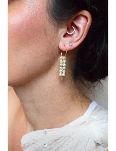 Boucles d'oreilles pour mariée avec tissage de perles