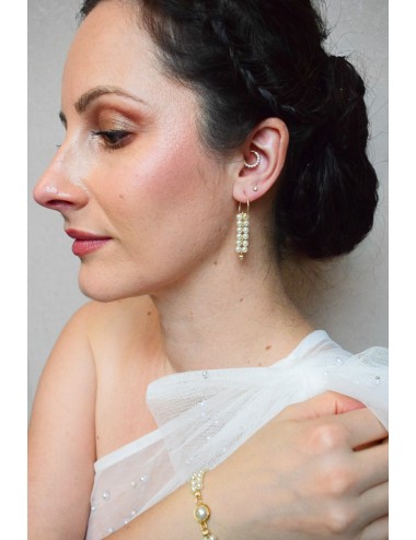 Boucles d'oreilles pour mariée avec tissage de perles