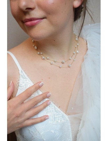 Collier de mariage Louisiane avec chaine perlée irrégulière