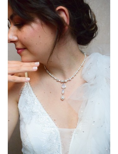 Collier mariage Gloria en perles et cristaux