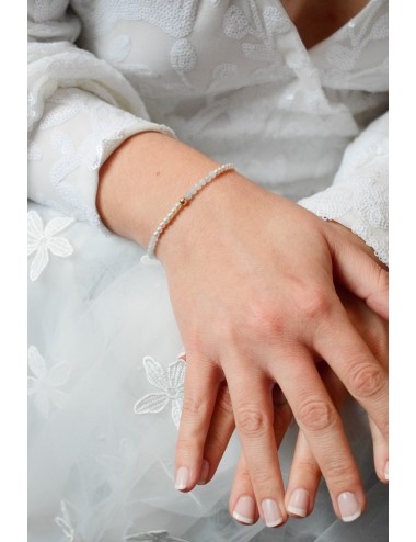 Bracelet de mariage perlé bleu et nacré ''Secret''