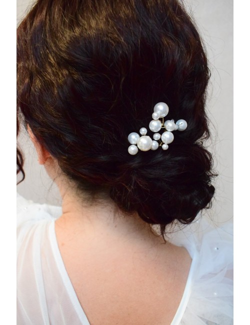 4 pics à cheveux pour le chignon de la mariée avec des perles