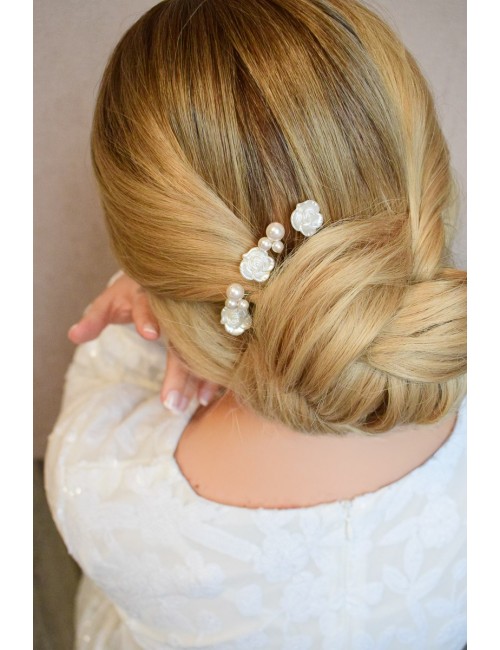 5 jolis pics avec des perles et fleurs nacrées