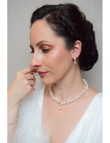 Collier de mariage Mésis avec des perles nacrées et cristaux