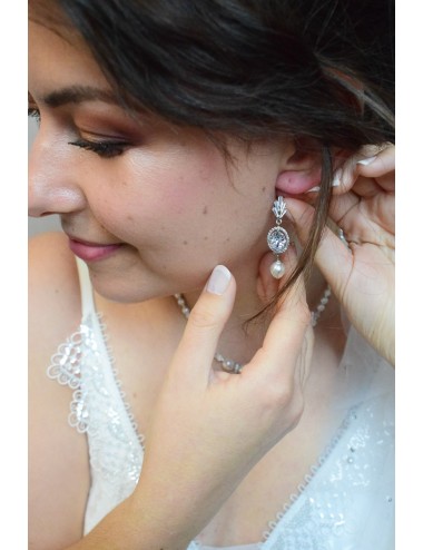 Boucles d'oreilles pour mariée, non pendantes, Parisienne