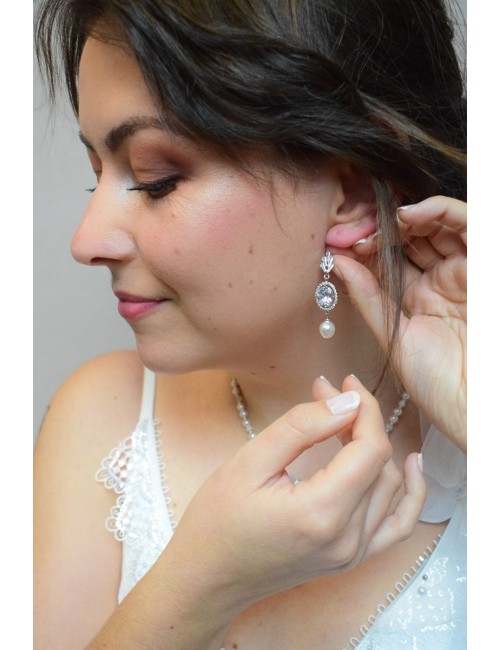 Boucles d'oreilles Parisienne pour mariée glam chic