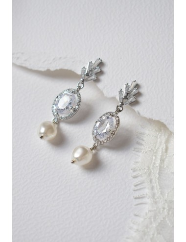 Boucles d'oreilles pour mariée, non pendantes, Parisienne