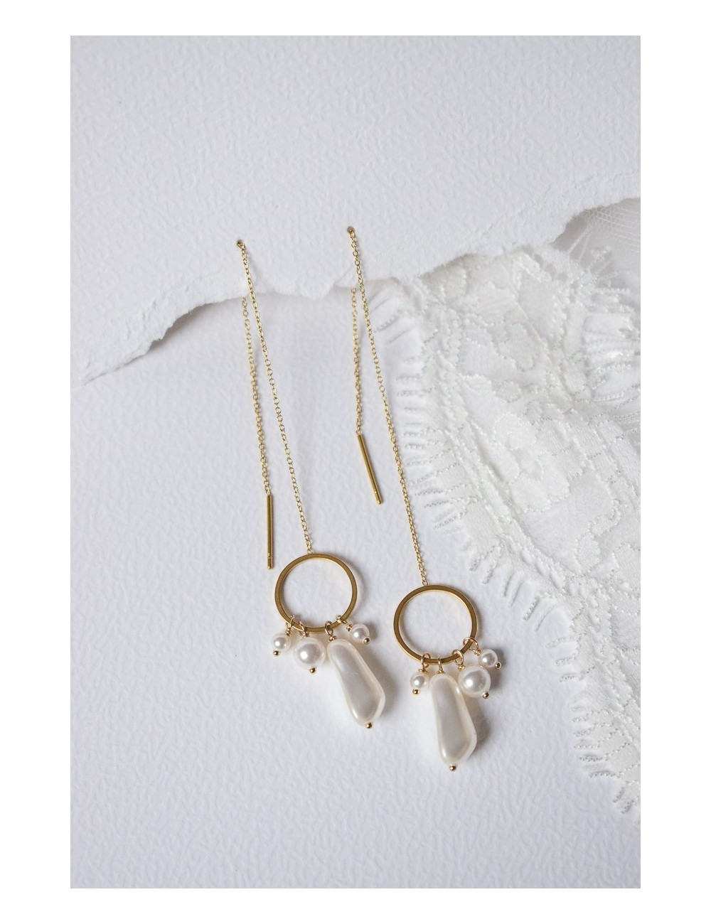 Boucles d'oreilles de mariage pendantes Rochelle