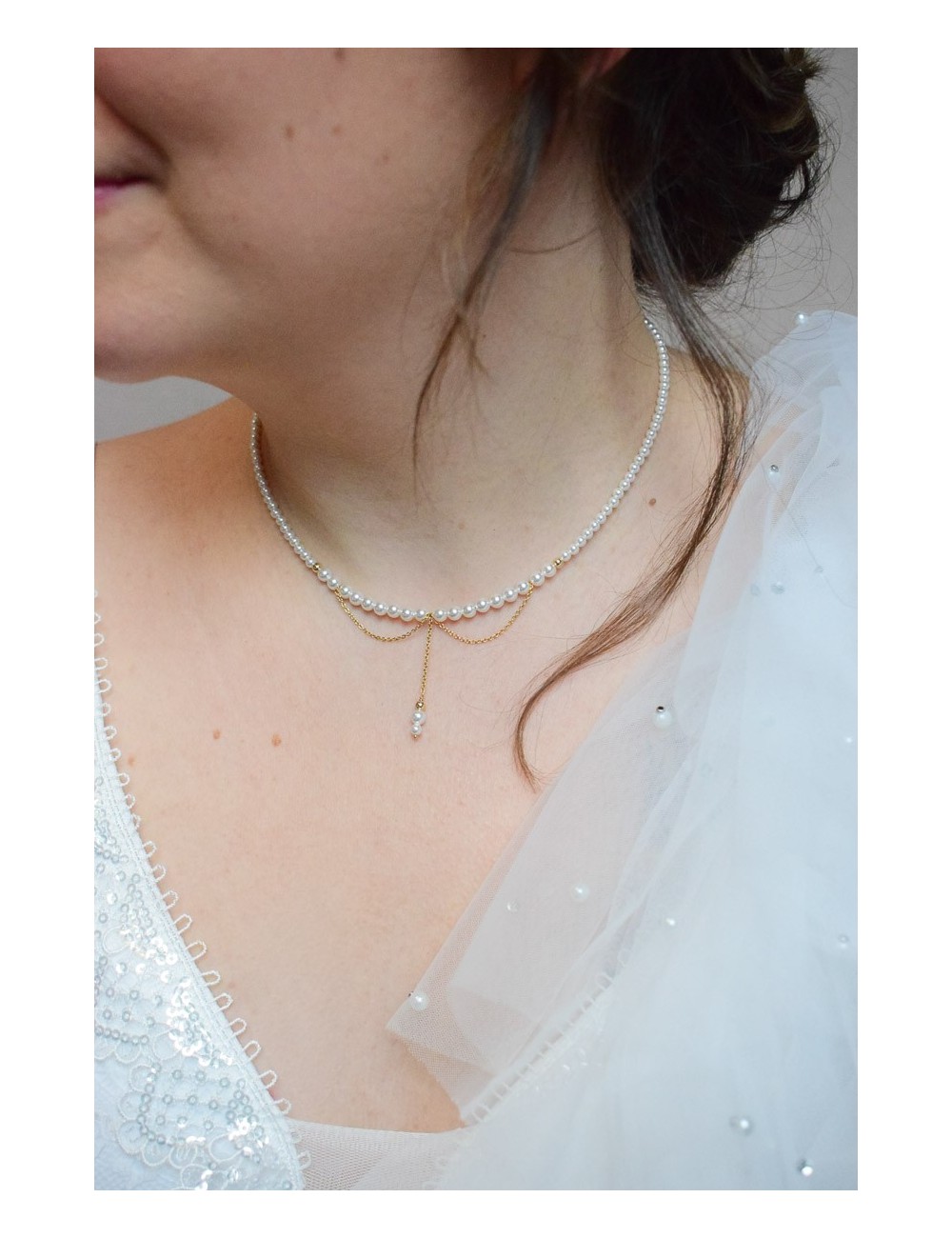 Collier de mariage Pénélope en perles