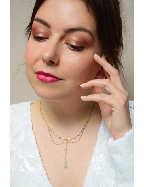 Collier de mariage Clélie avec travail de chaines