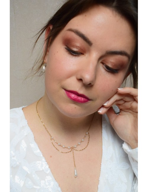 Collier de mariage Clélie avec travail de chaines